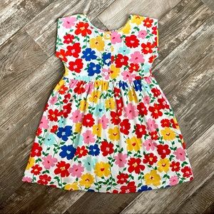 Hanna Andersson Girls 5T 110cm Floral Summer Play Dress Colorful Bright Flowers